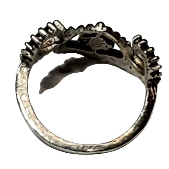 Silver Tone Antlers Ring Missing Cabochon Sz 7.5 - Picture 2 of 6